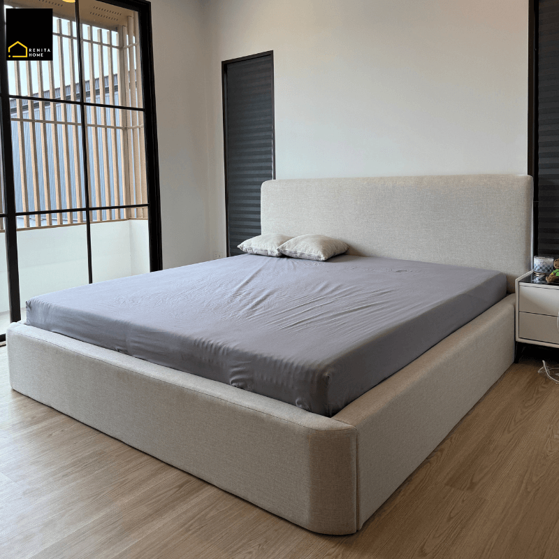 เตียงนอน 6 ฟุต RENITA HOME รุ่น BAILEY สีเทาอ่อน